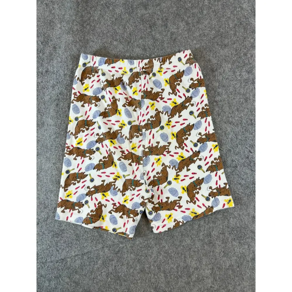 VINTAGE 90s Scooby Doo Pajama Shorts Kids Size 10 All Over Print Cotton Lounge
